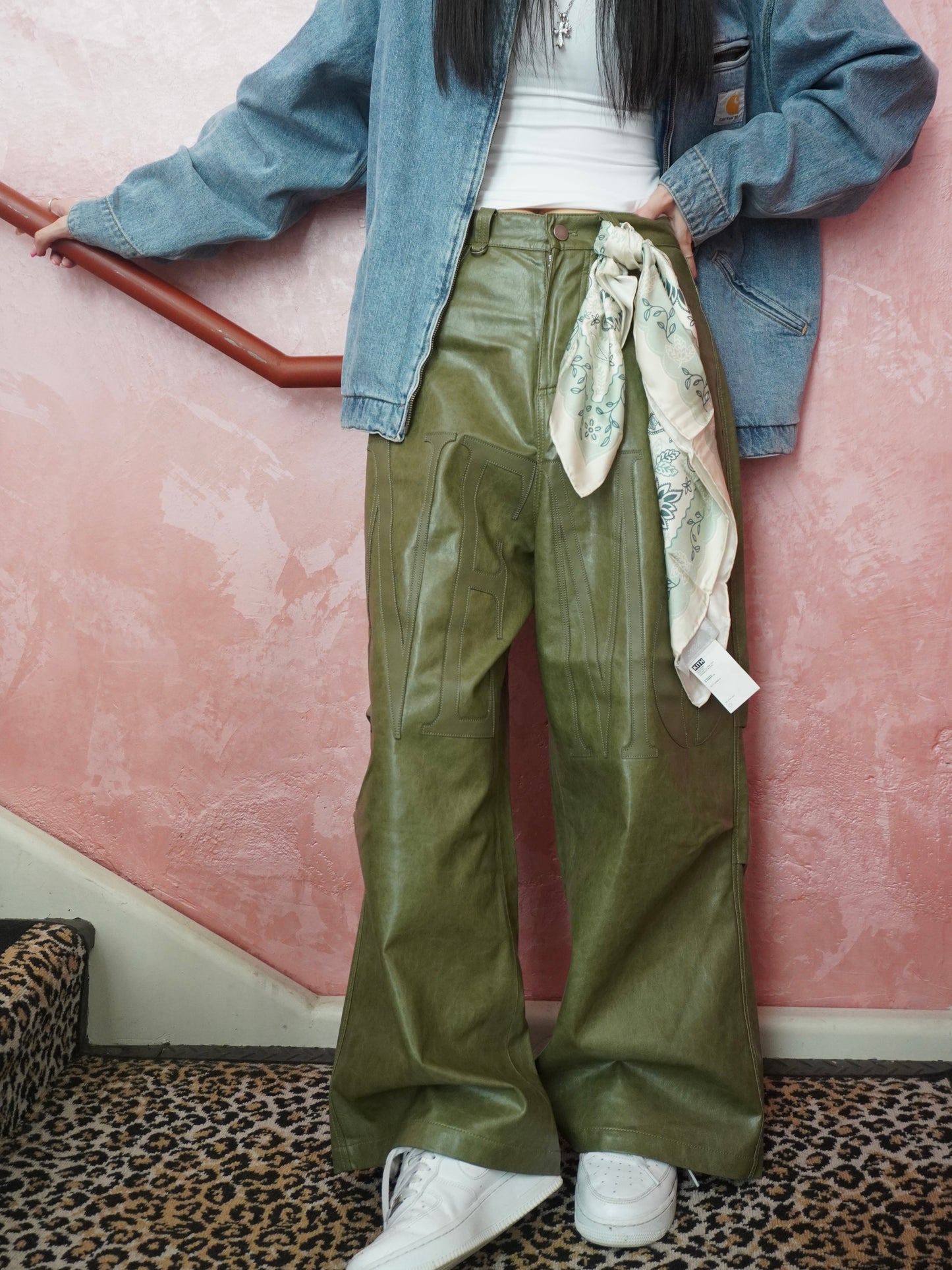 "DRIP" Leather Baggy Jeans