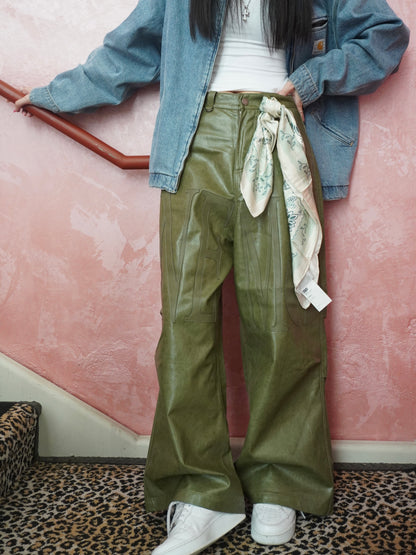"DRIP" Leather Baggy Jeans