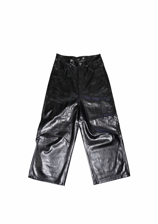 "DRIP" Leather Baggy Jeans