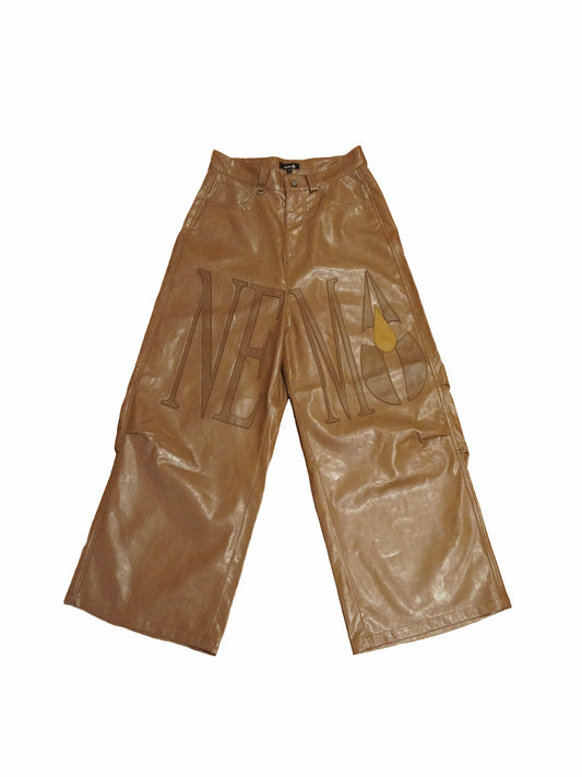 "DRIP" Leather Baggy Jeans